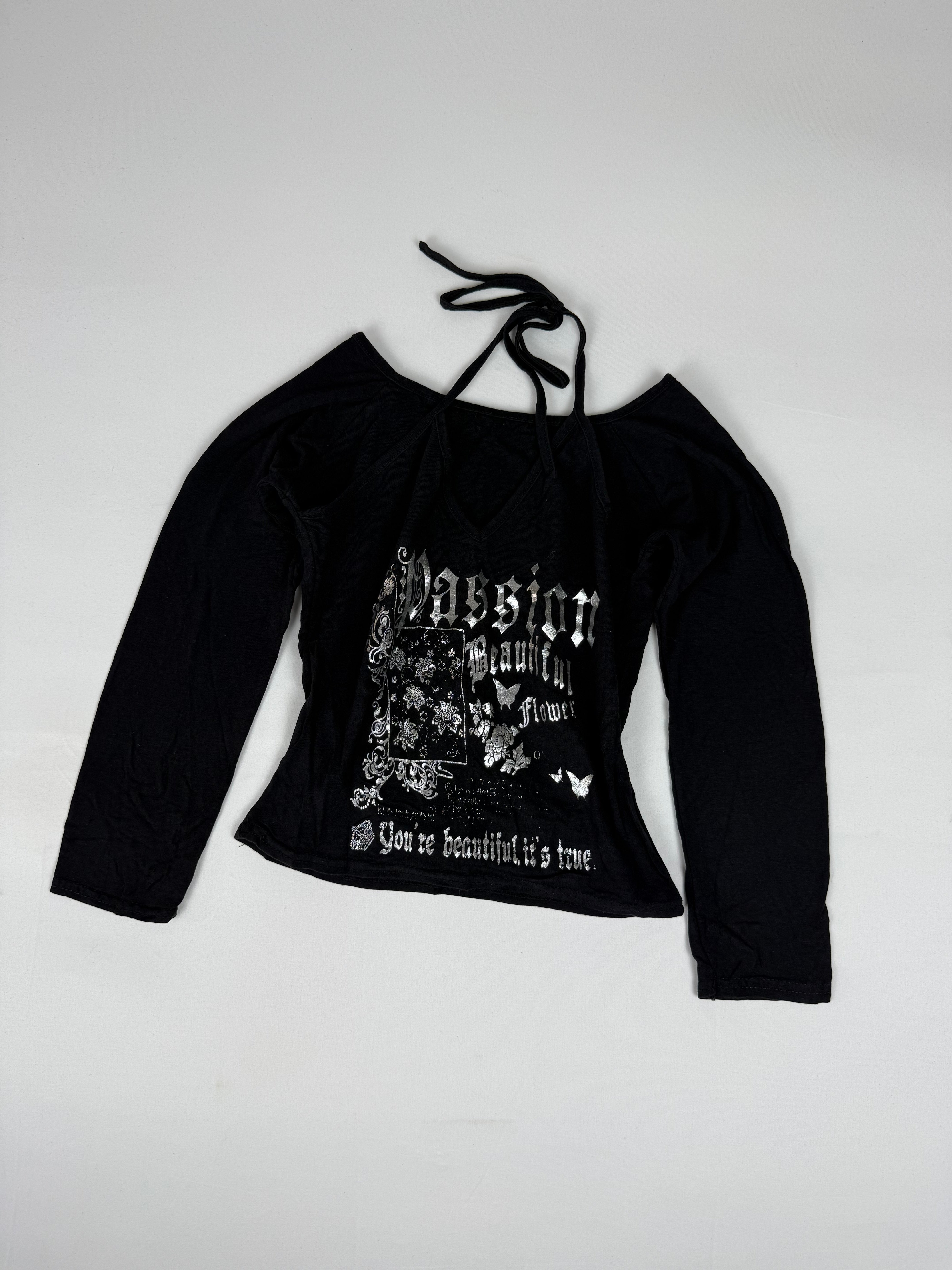 Black stretchy long sleeves top (XS)