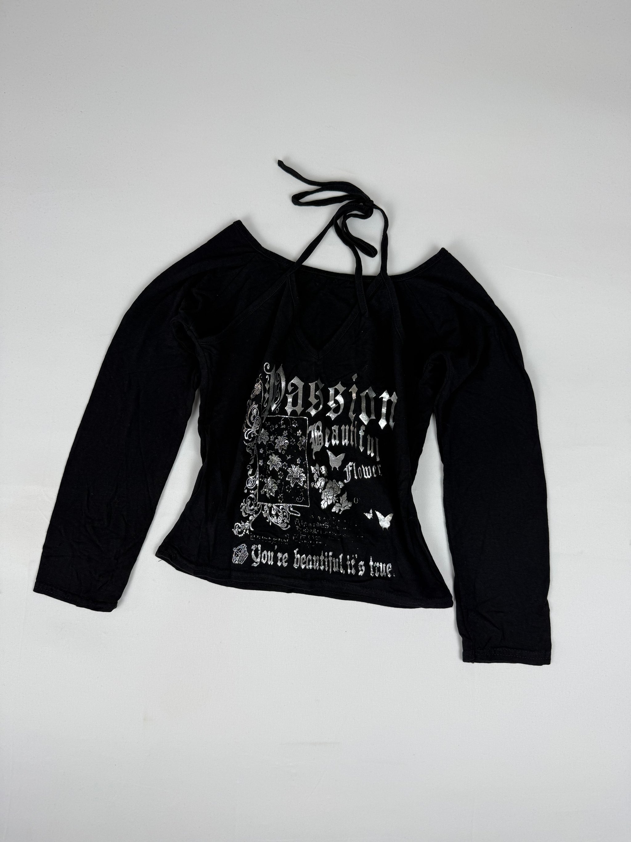 Black stretchy long sleeves top (XS)