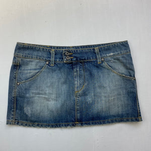 Blue denim low rise mini skirt (S)