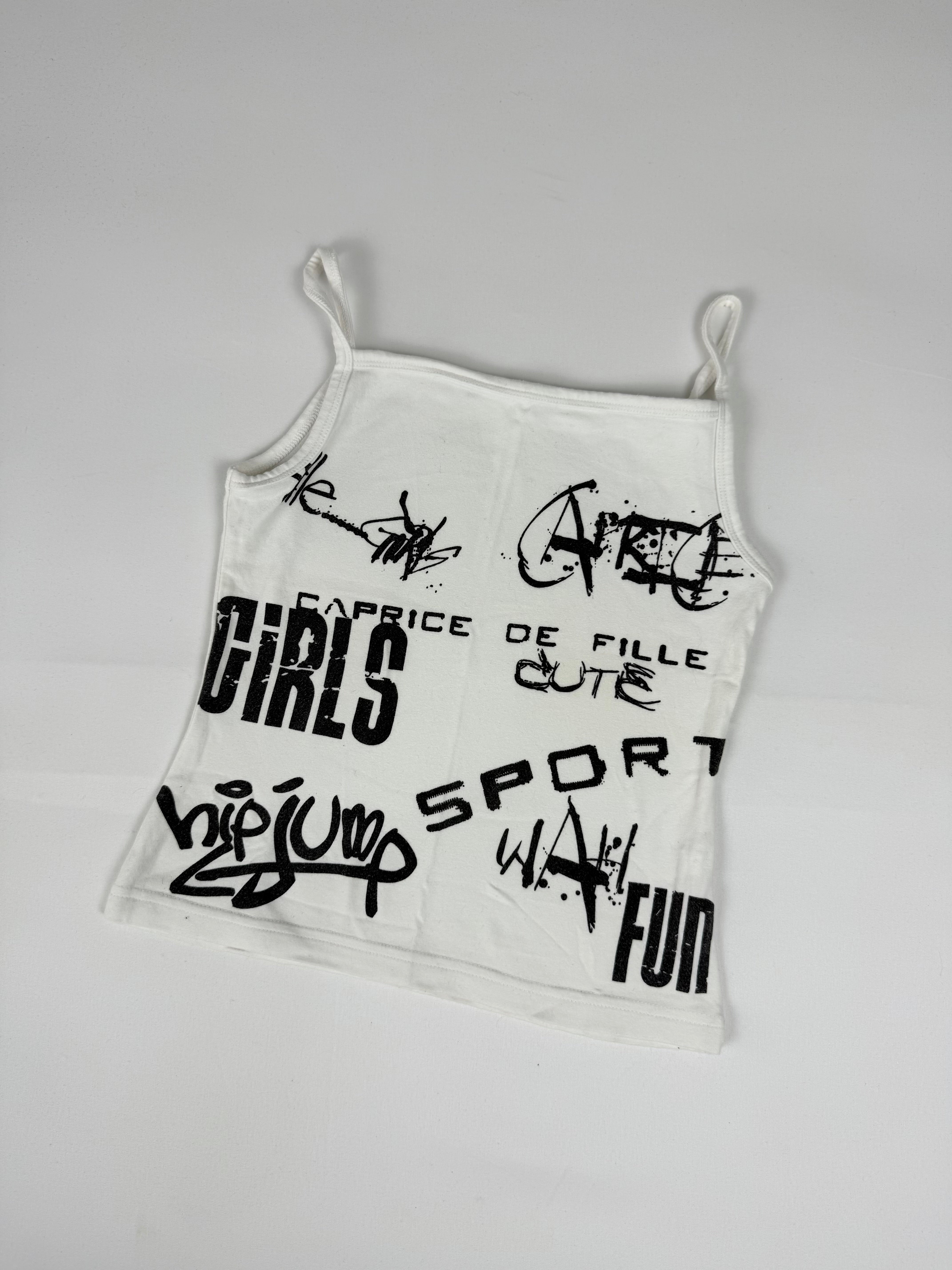 White graphic cotton top (XS)