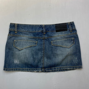 Blue denim low rise mini skirt (S)