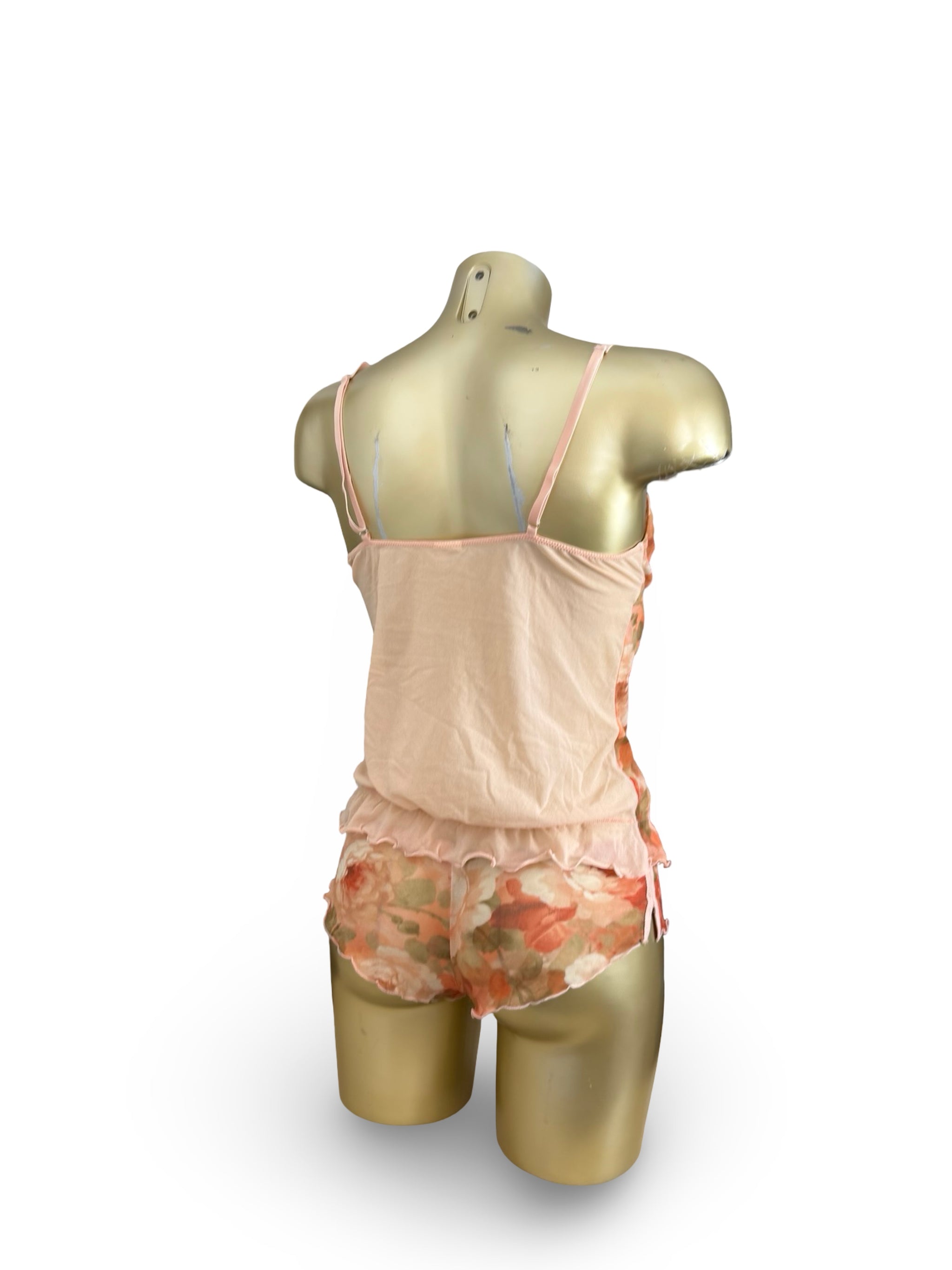 Orange floral mesh mini shorty + top set (M/L)