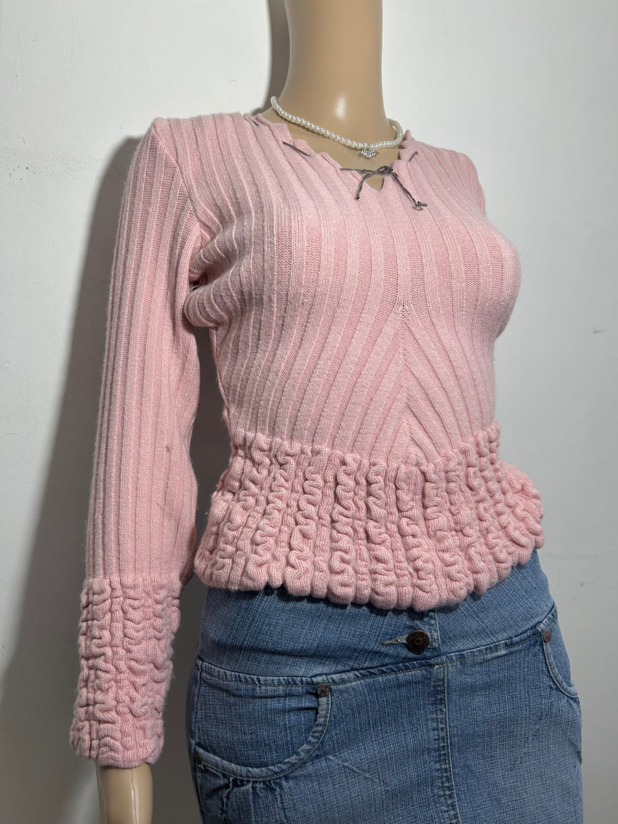 Baby pink y2k 90s vintage knitted jumper (S)