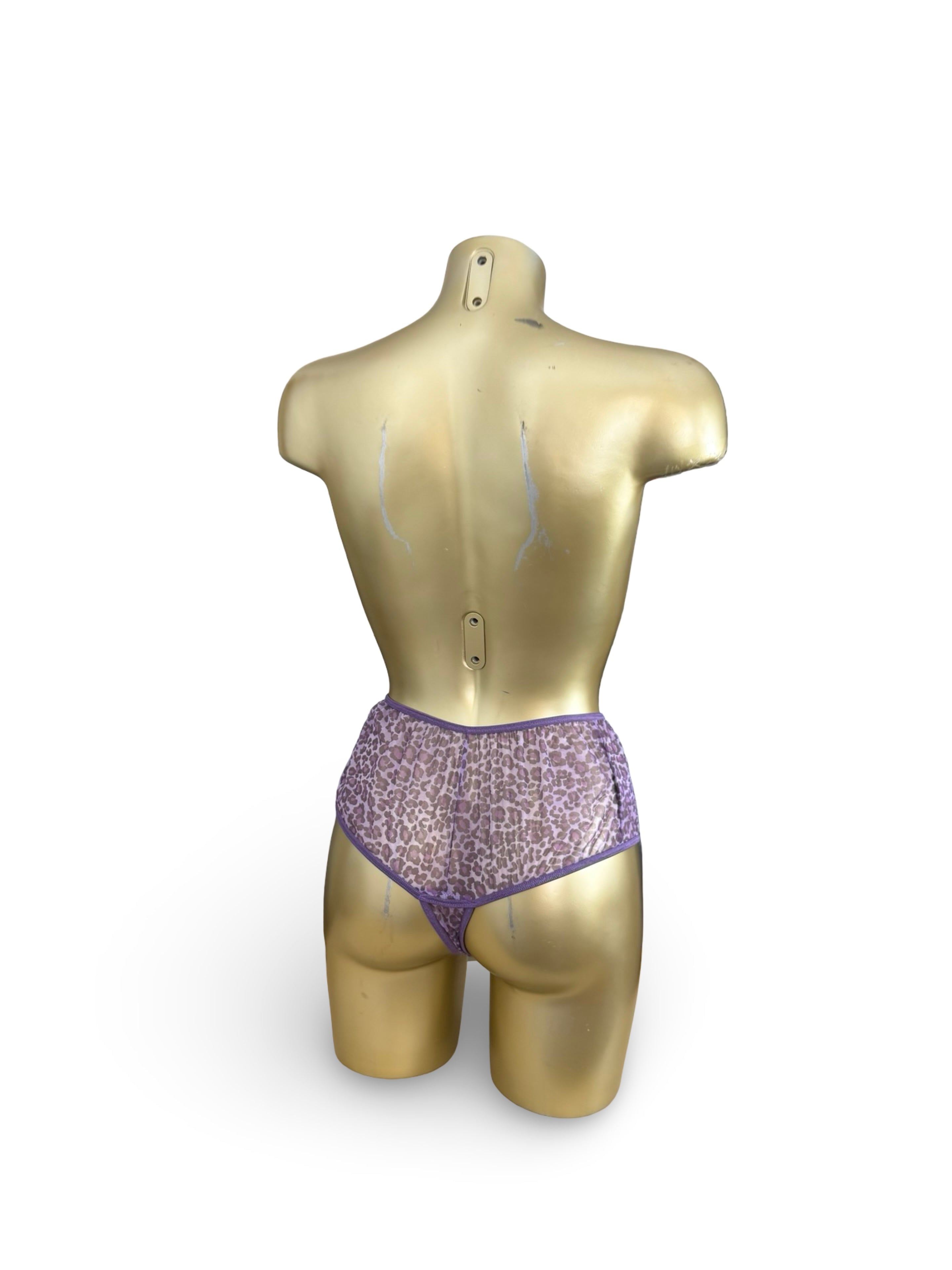 Purple mesh animal print top + panty set (XL)