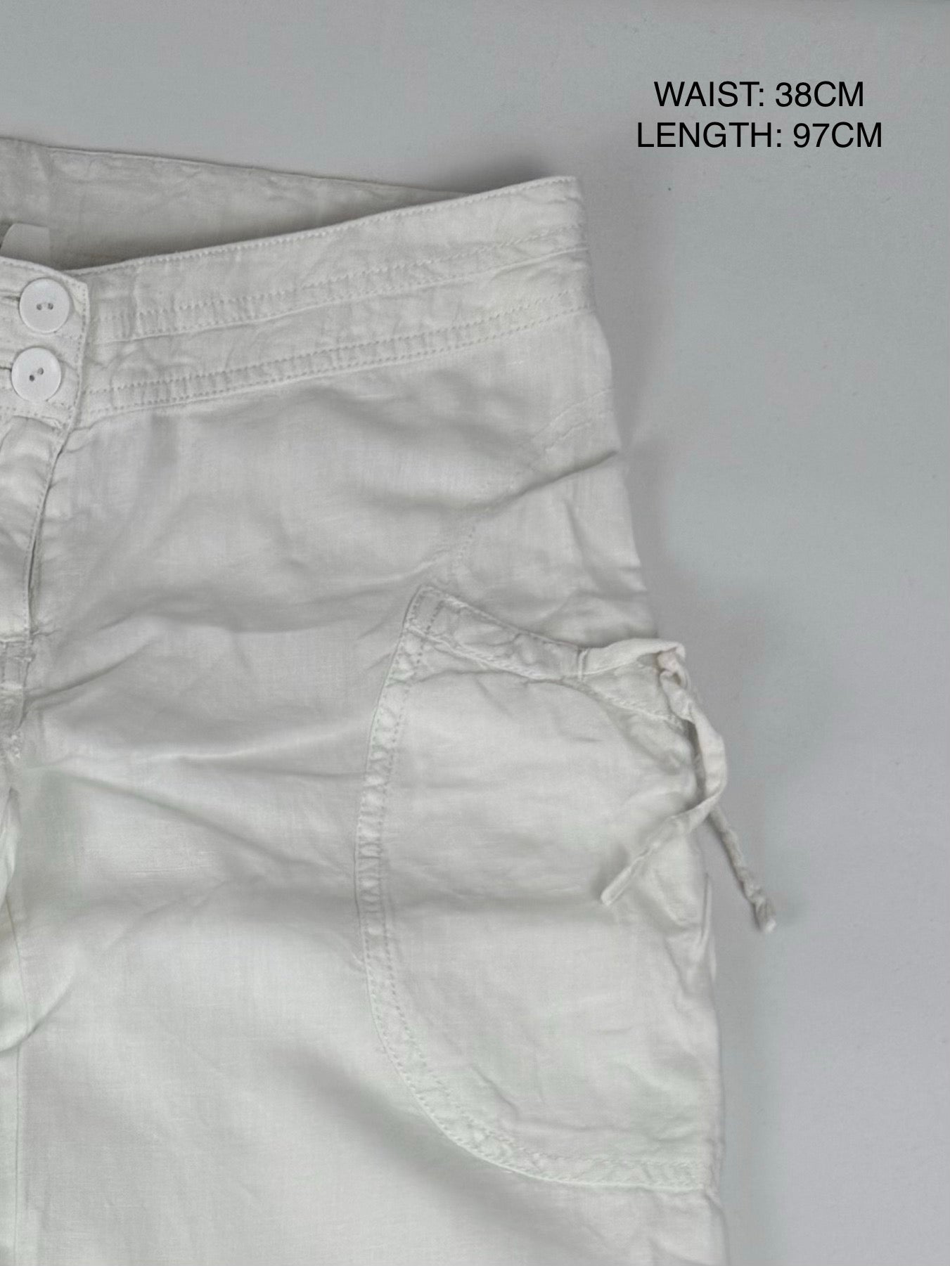 White linen baggy pants (M)