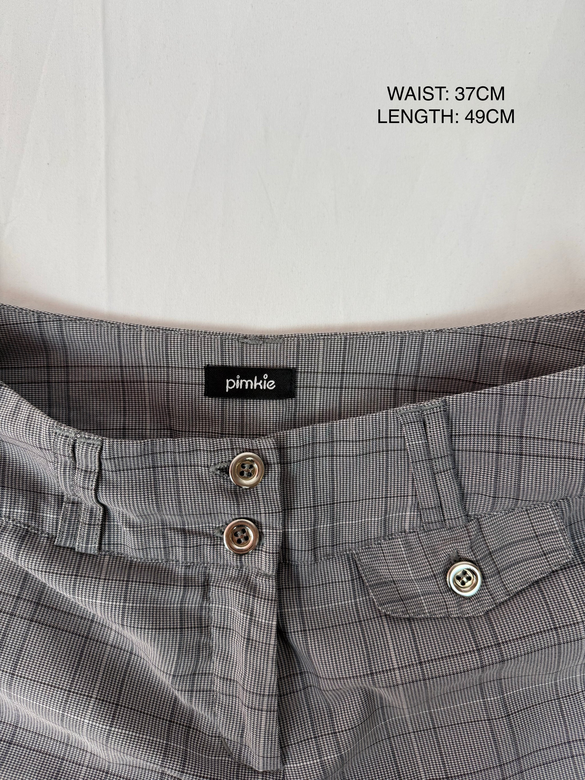 Grey check print low rise mid short (S)
