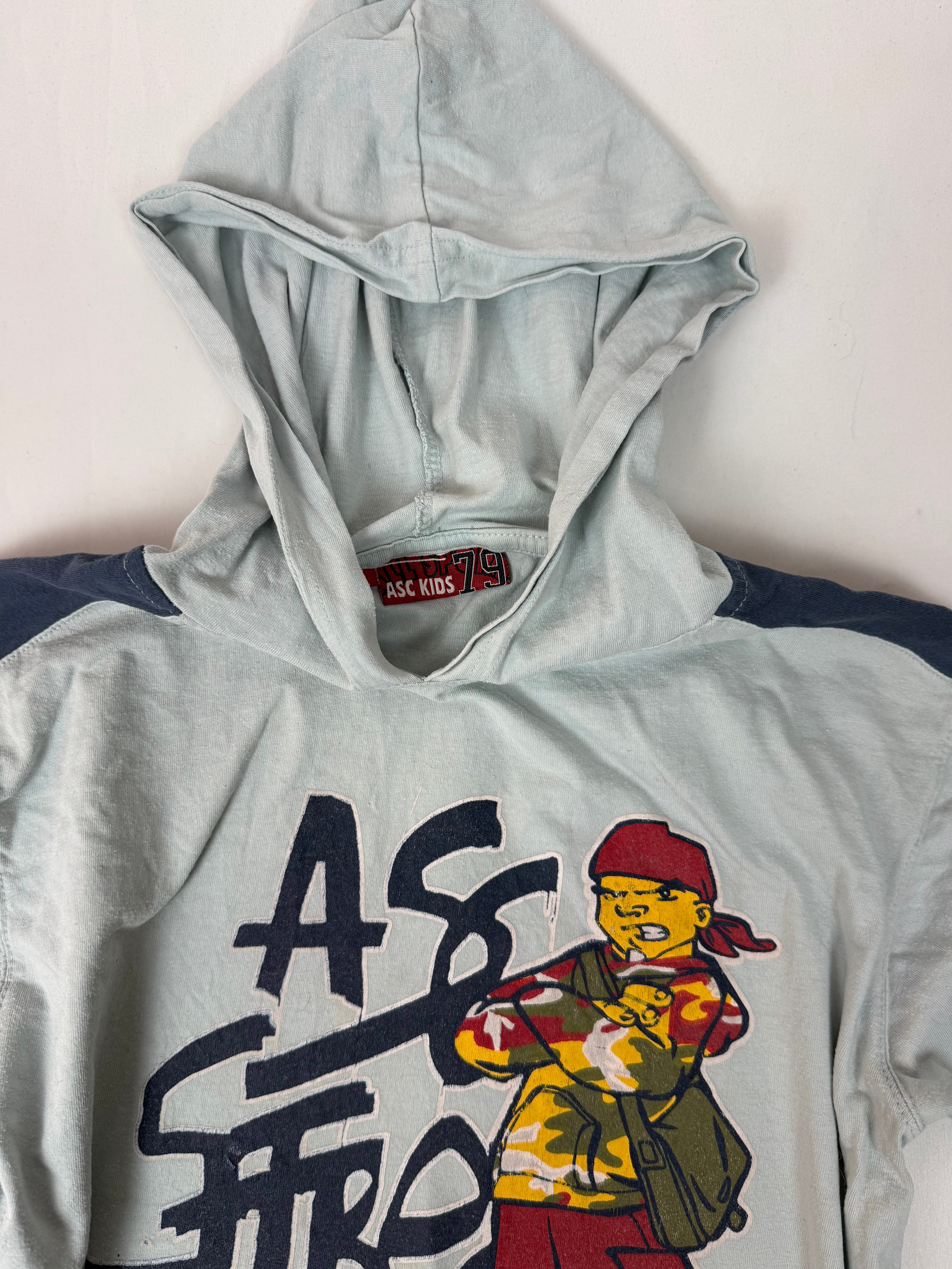 Grey hooded 100% cotton tee (S/M)