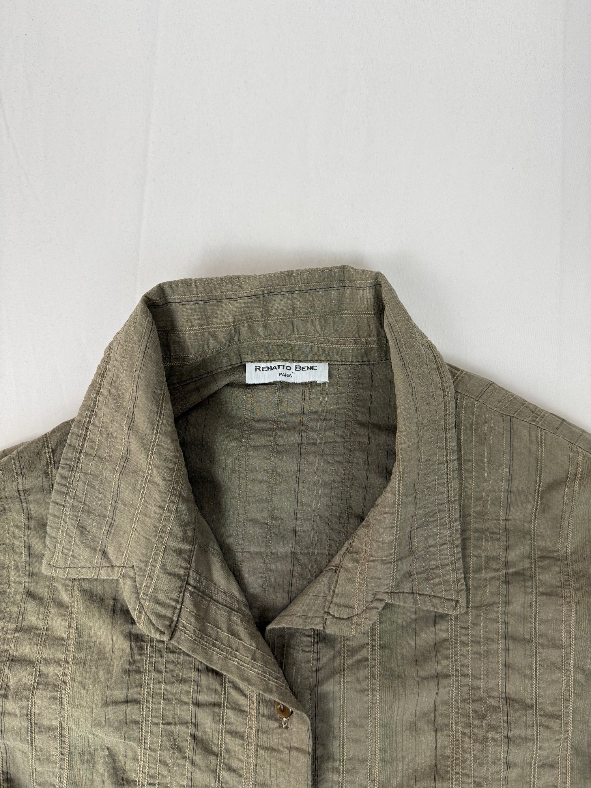 Khaki long sleeves shirt + capri pants set (XL)