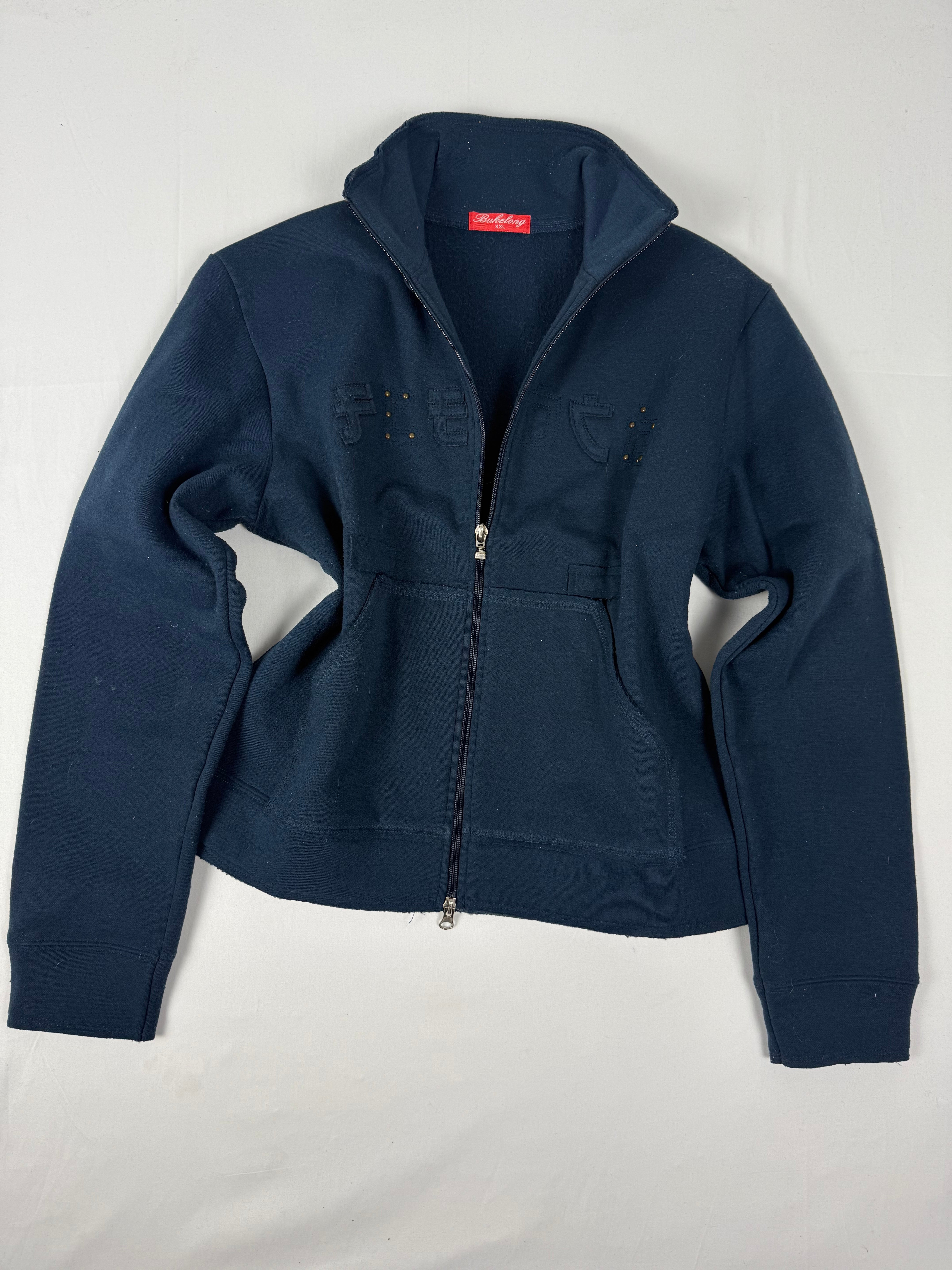 Navy zip up cotton sweatshirt  (M/L)