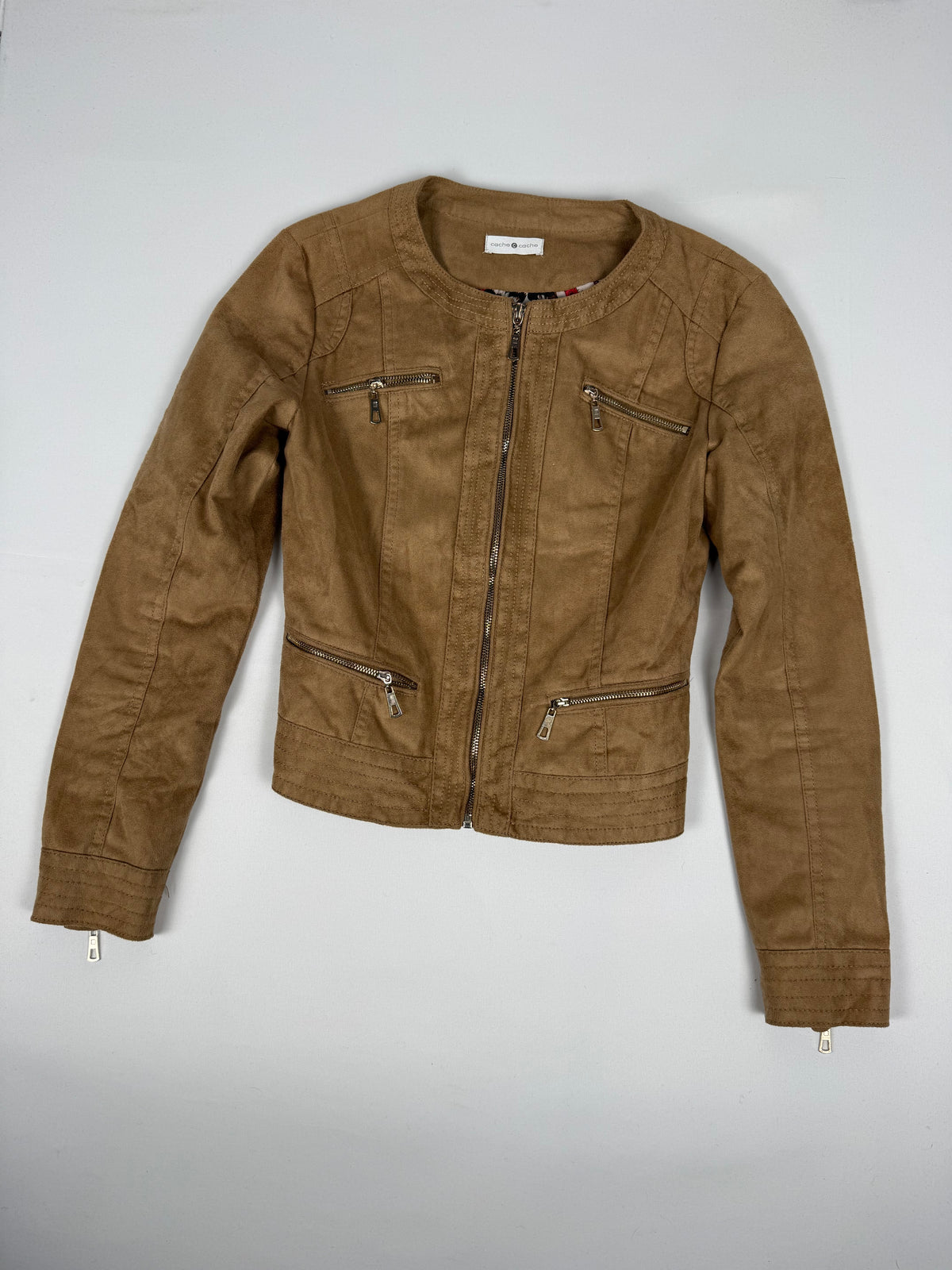 Beige suede biker jacket (S)