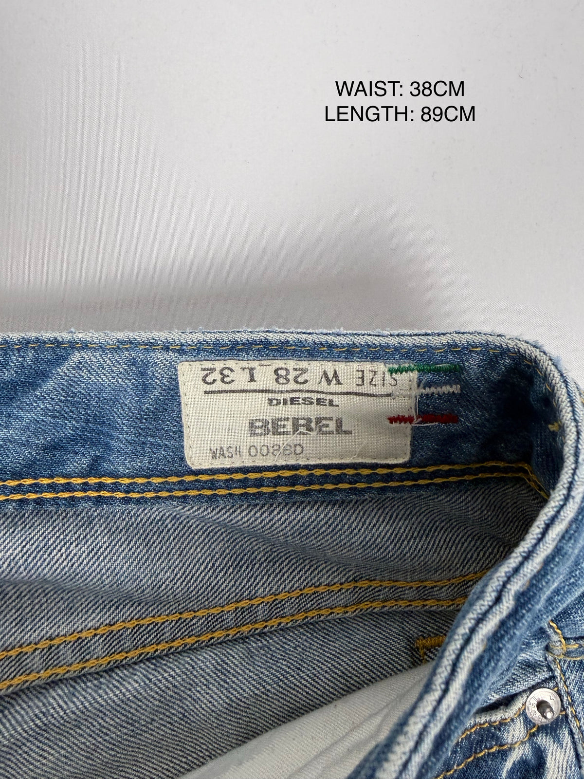 Blue denim low rise straight legs pants (S)