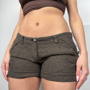 Brown wool low rise mini short (L)