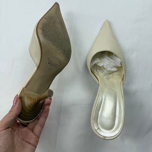 White pointed toes kitten heels mules (37)