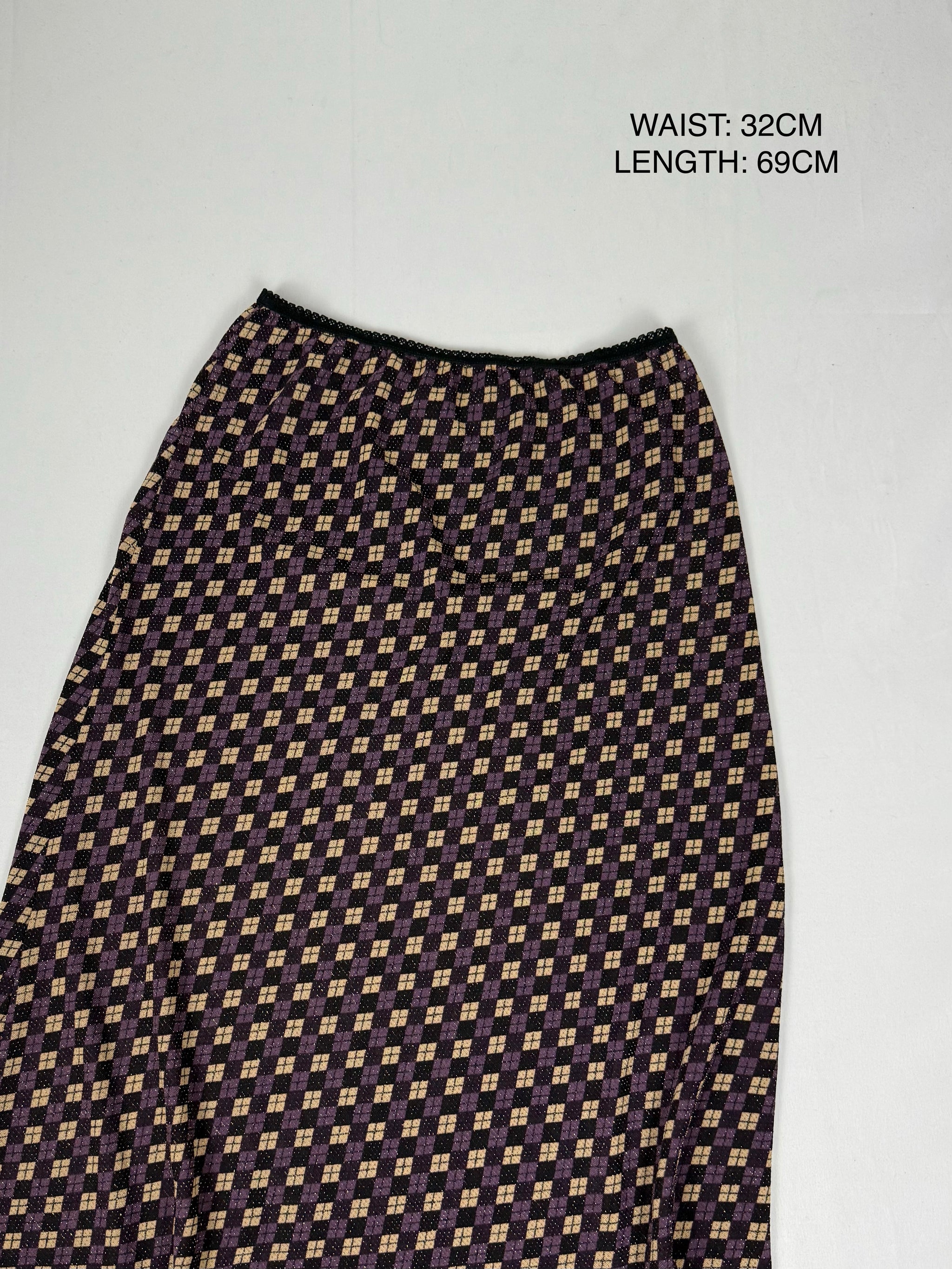 Burgundy graphic maxi skirt (S)