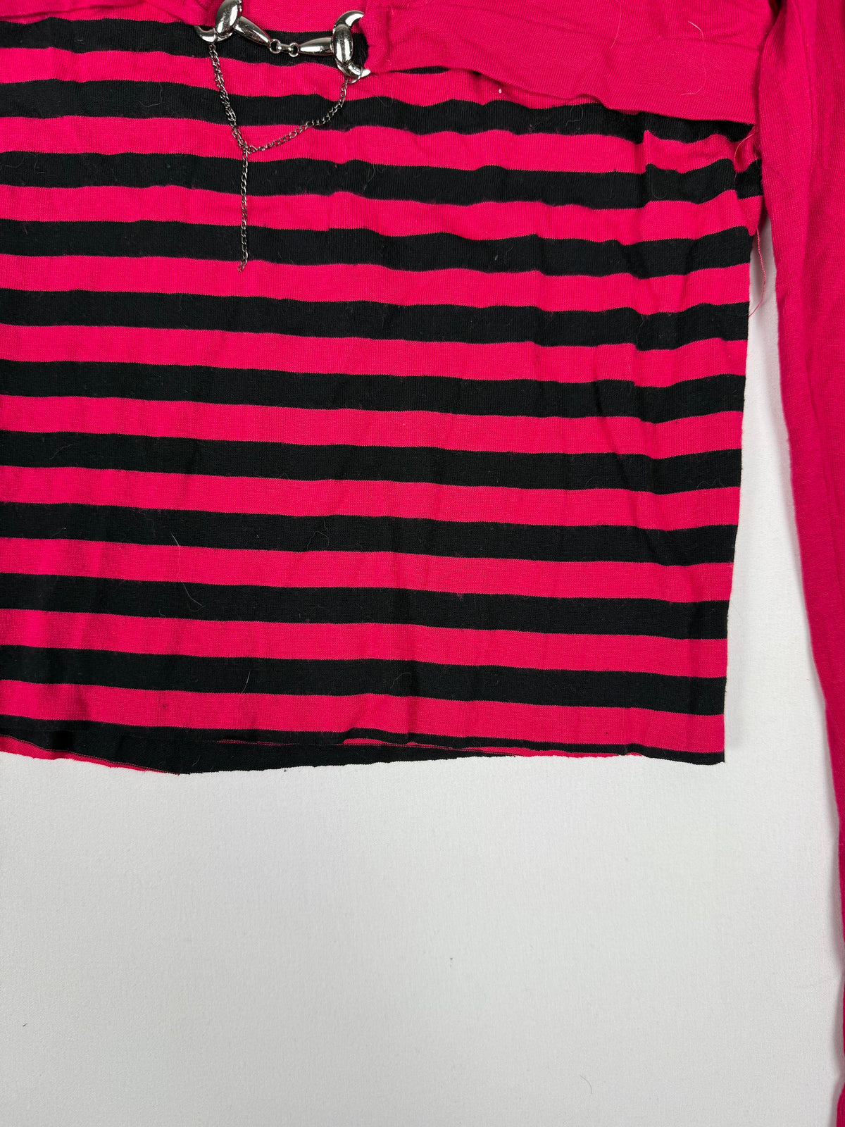 Pink striped long sleeves top + mini skirt set (M)