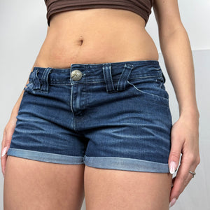 Navy denim low rise mini short (M)