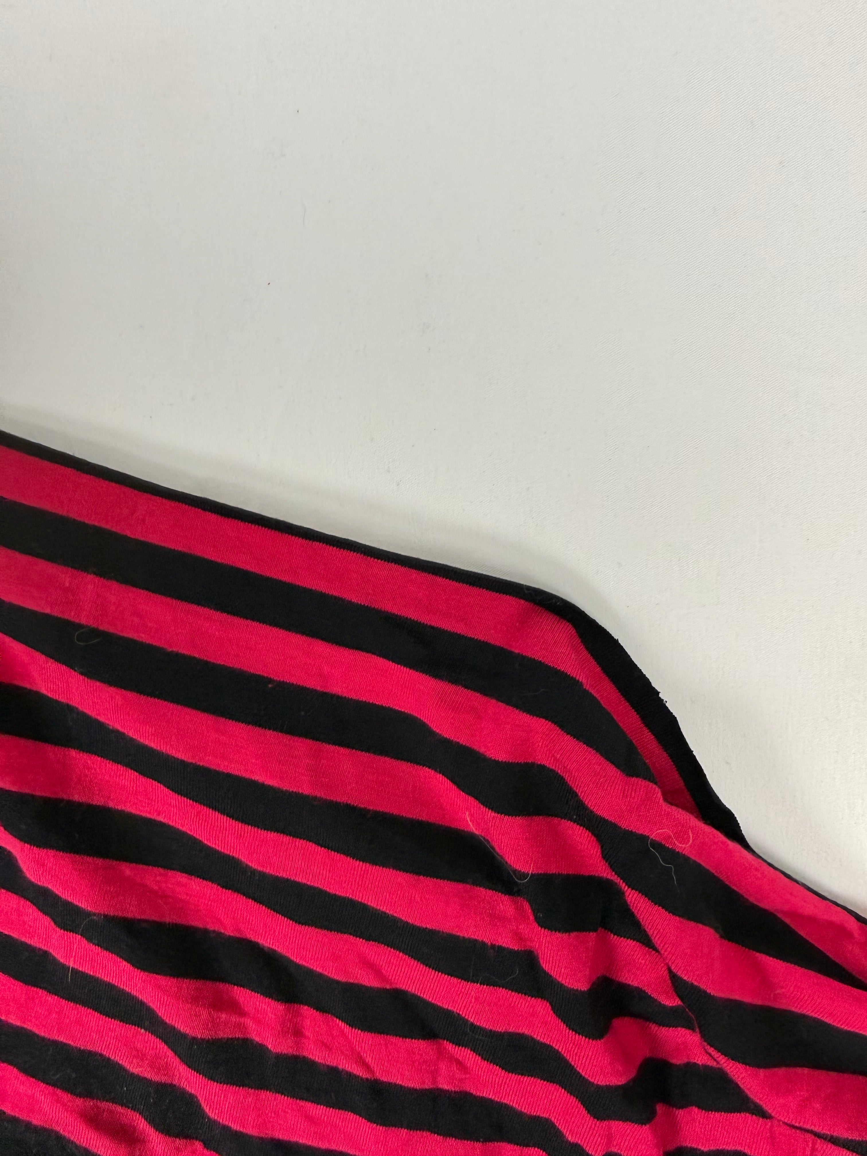 Pink striped long sleeves top + mini skirt set (M)