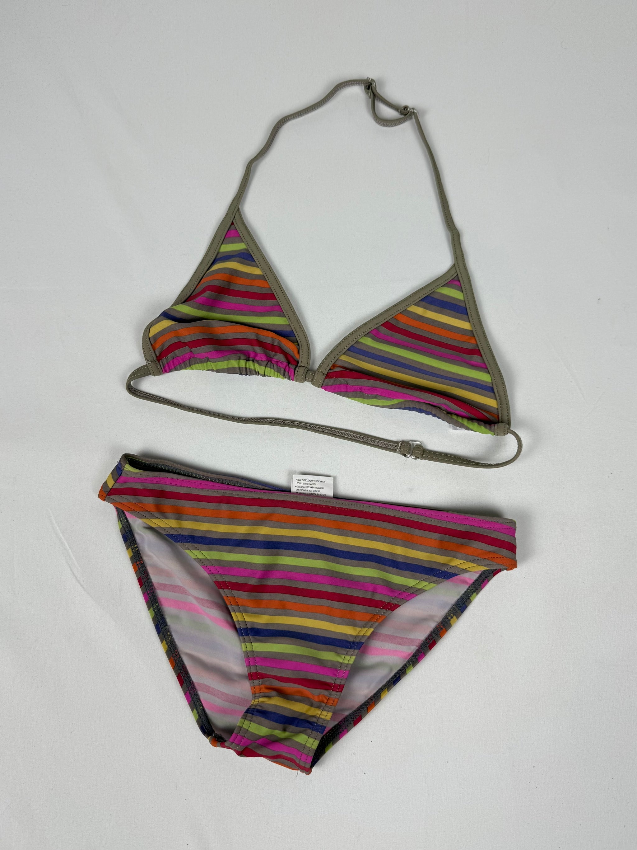 Multicolor striped low rise bikini set (XS)