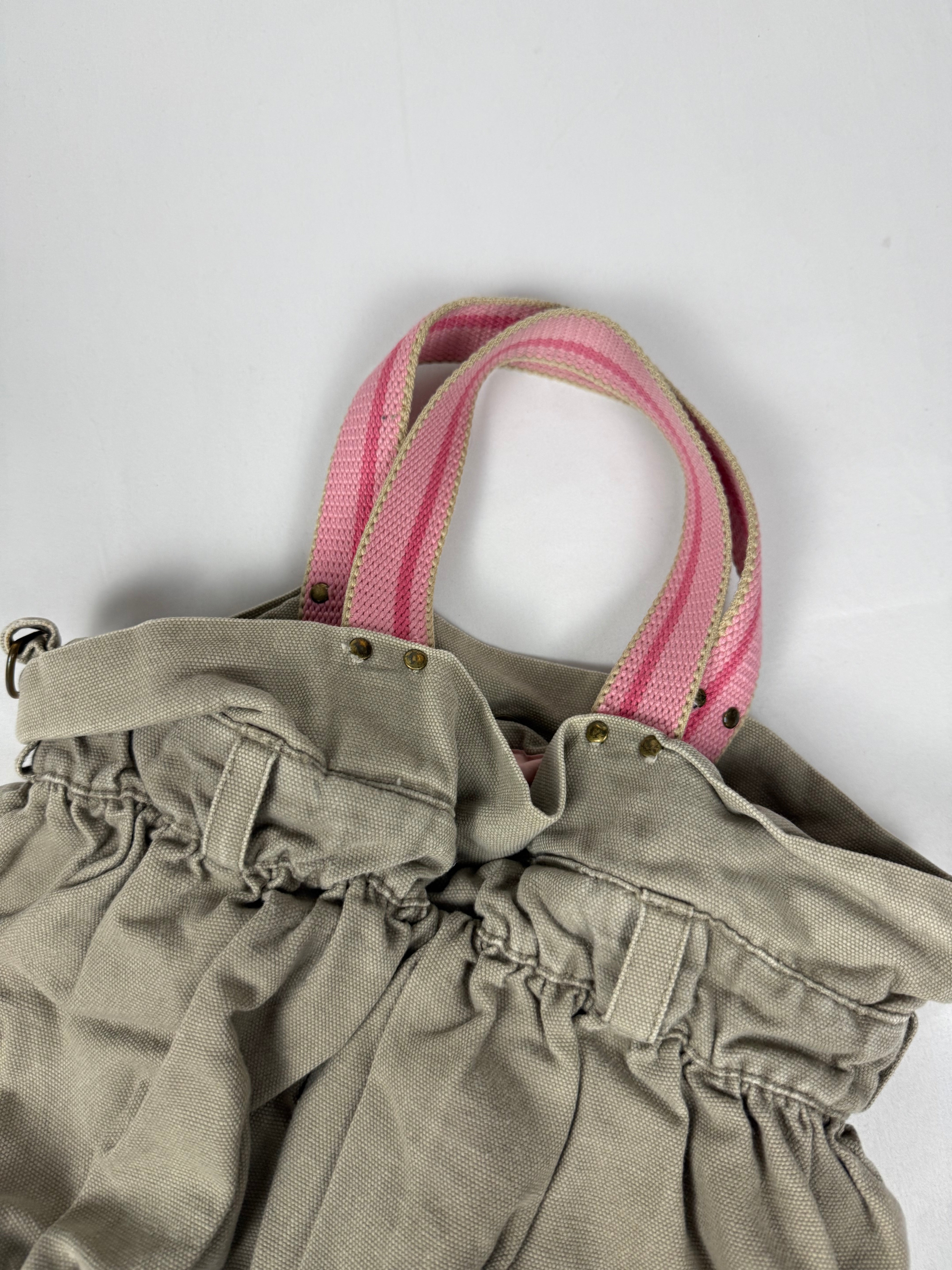 Khaki cotton besace bag (35x30cm)