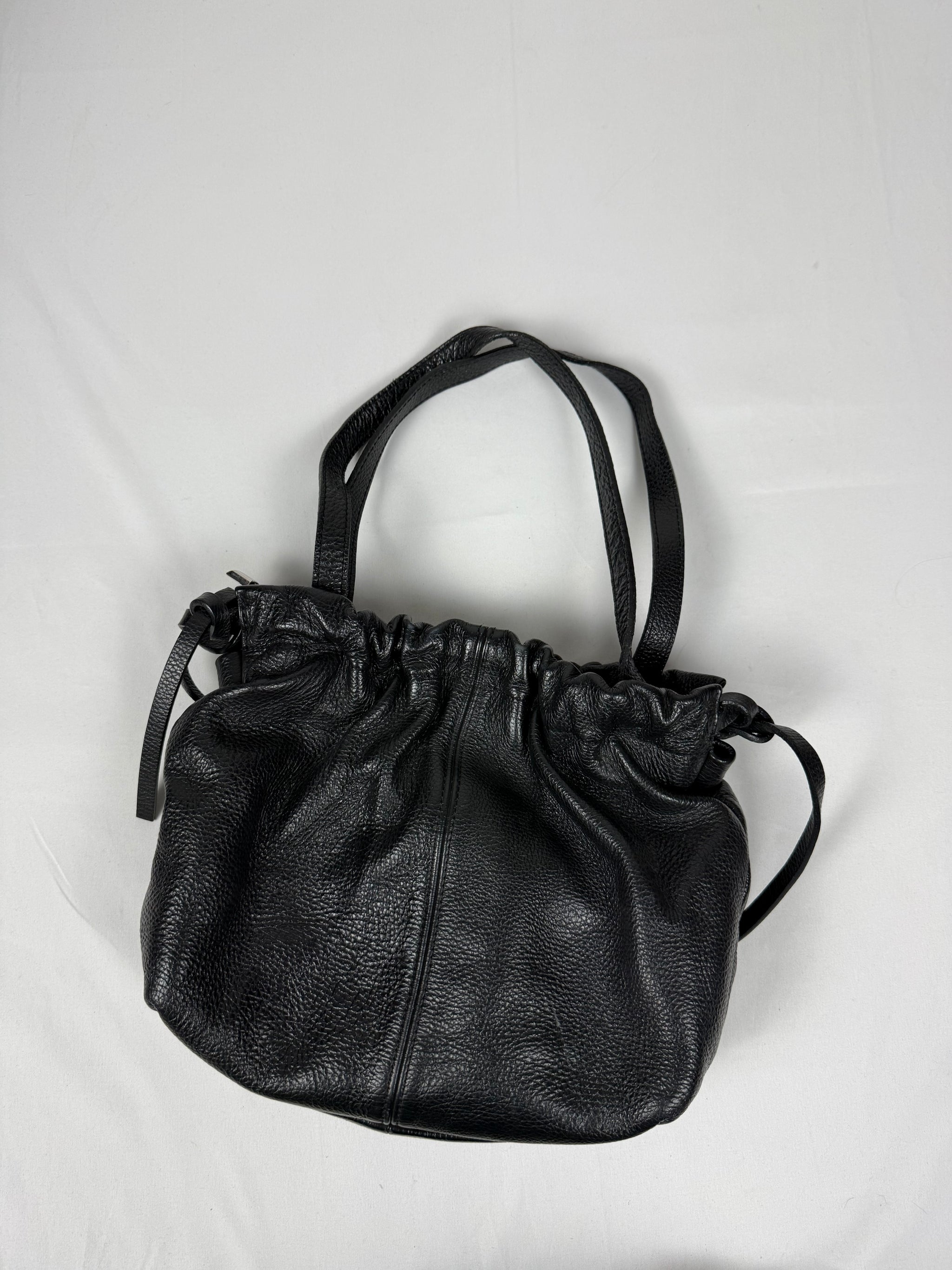 Black real leather shoulder bag (31x27cm)