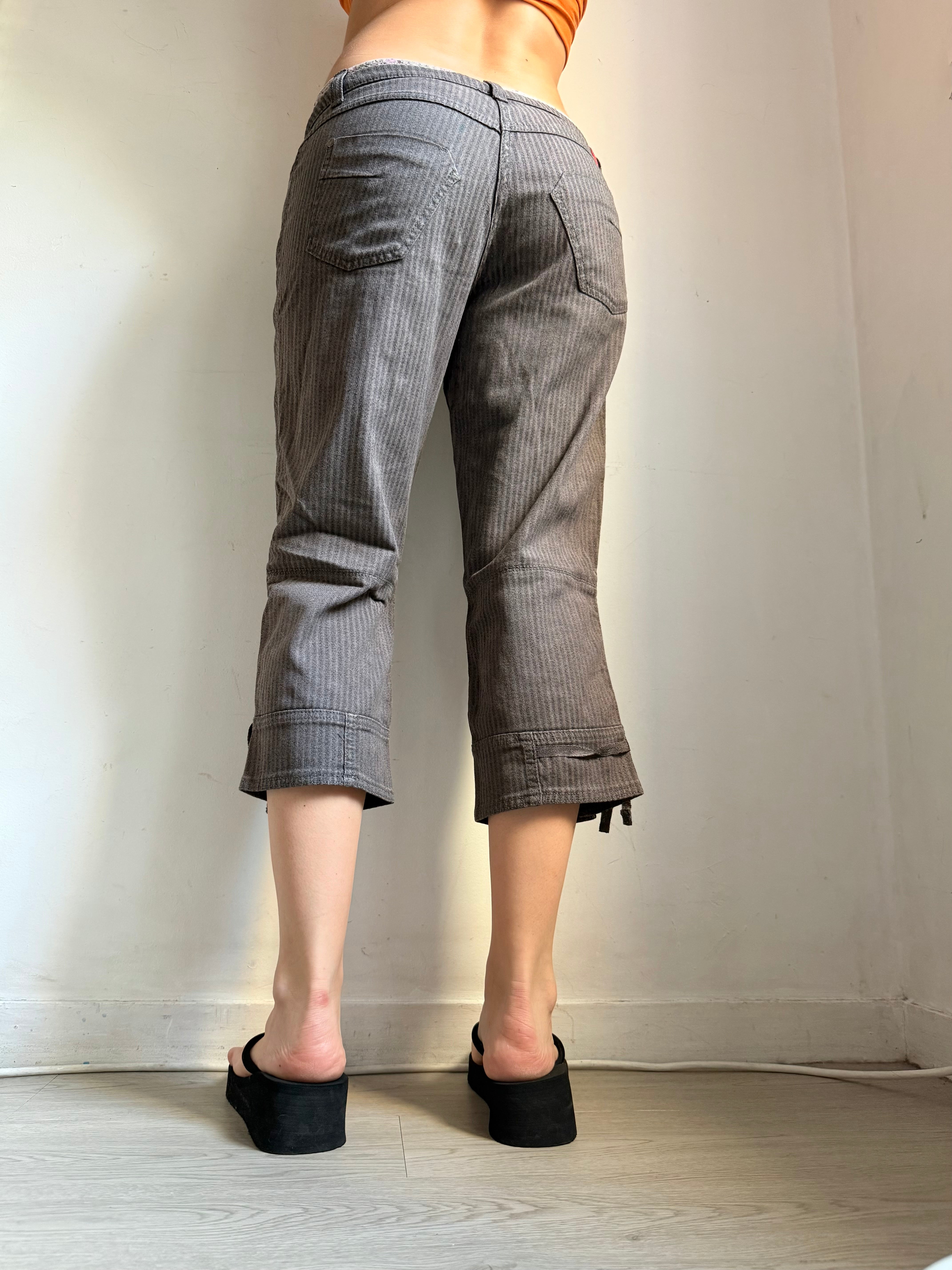 Pantalon droit taille basse en jean noir (XS)