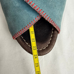 Blue suede leather clogs mules heels (36)