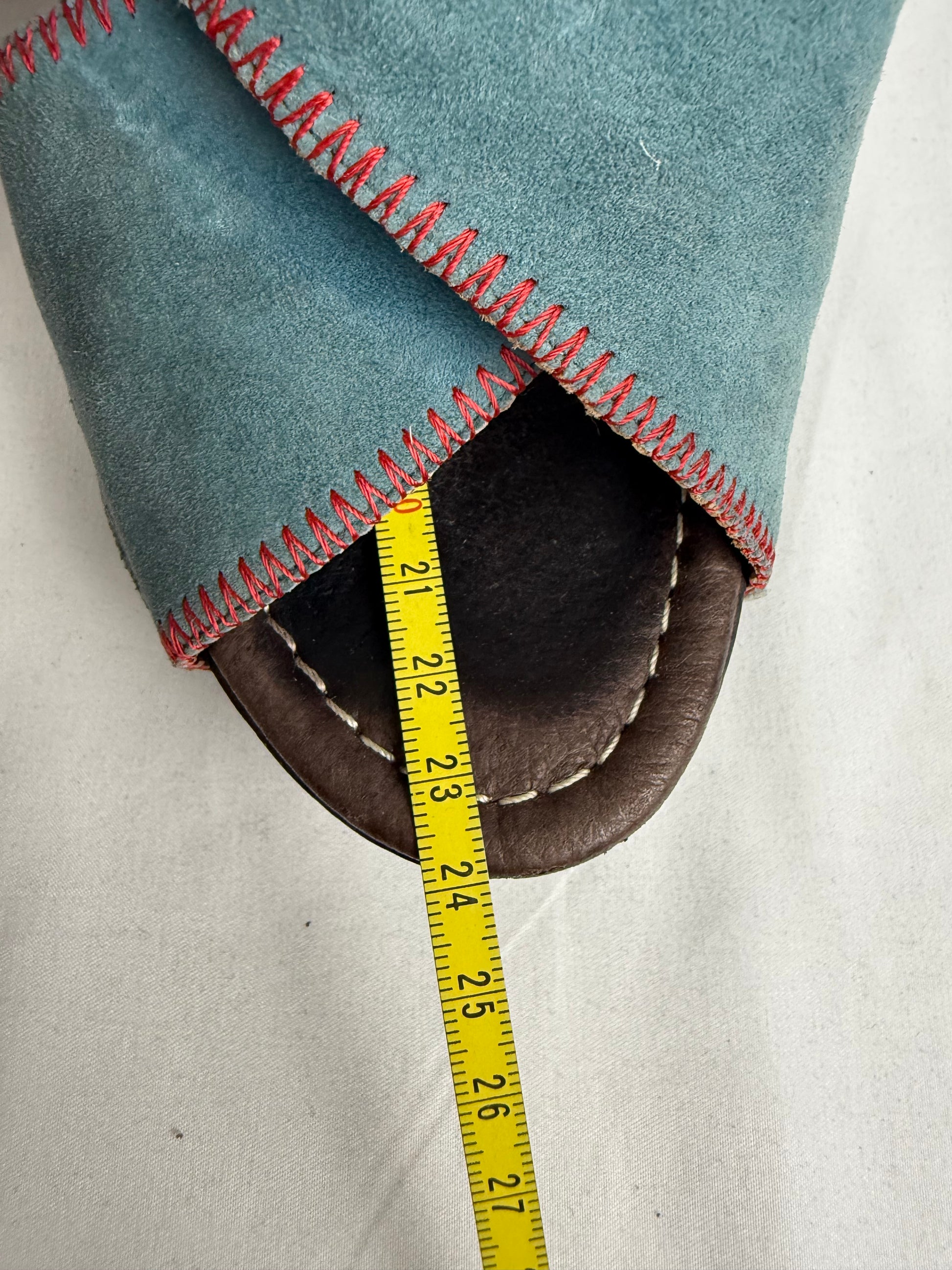 Blue suede leather clogs mules heels (36)