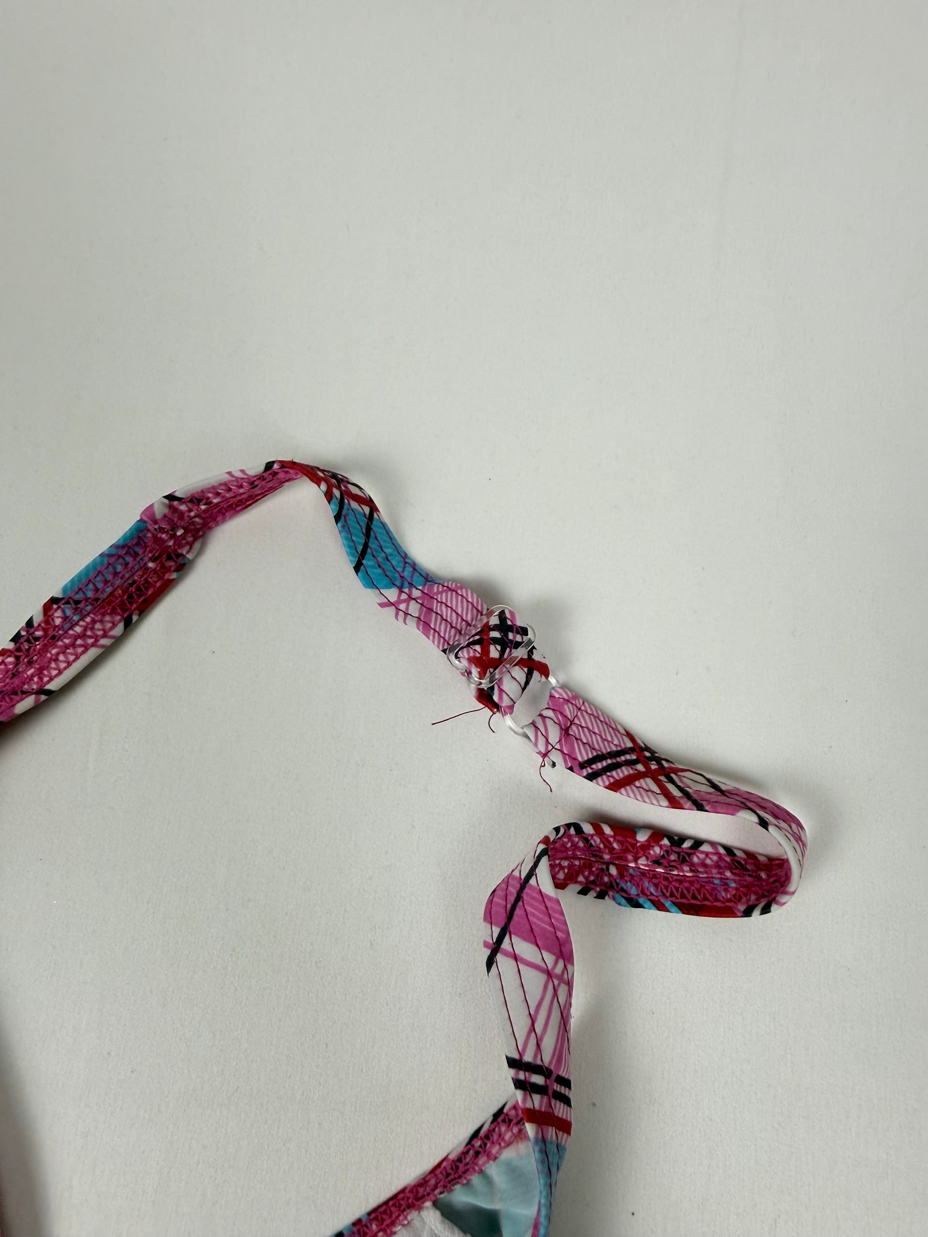 Pink check print shorty bikini set (XS)