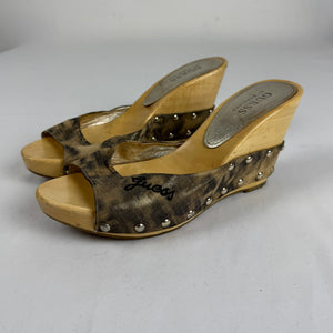 Khaki camo wedge heels mules (37)