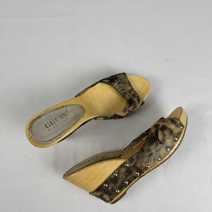 Khaki camo wedge heels mules (37)