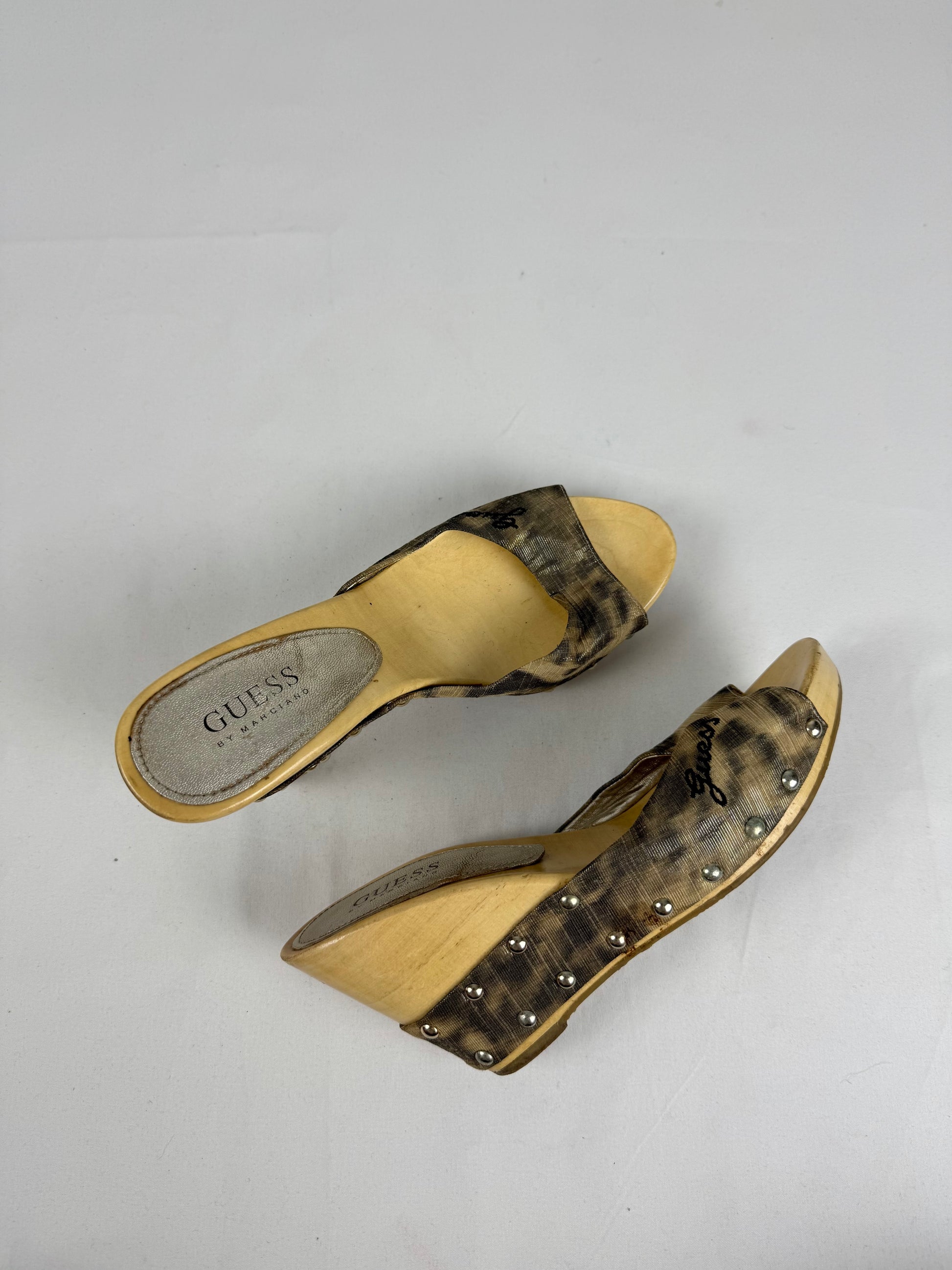 Khaki camo wedge heels mules (37)