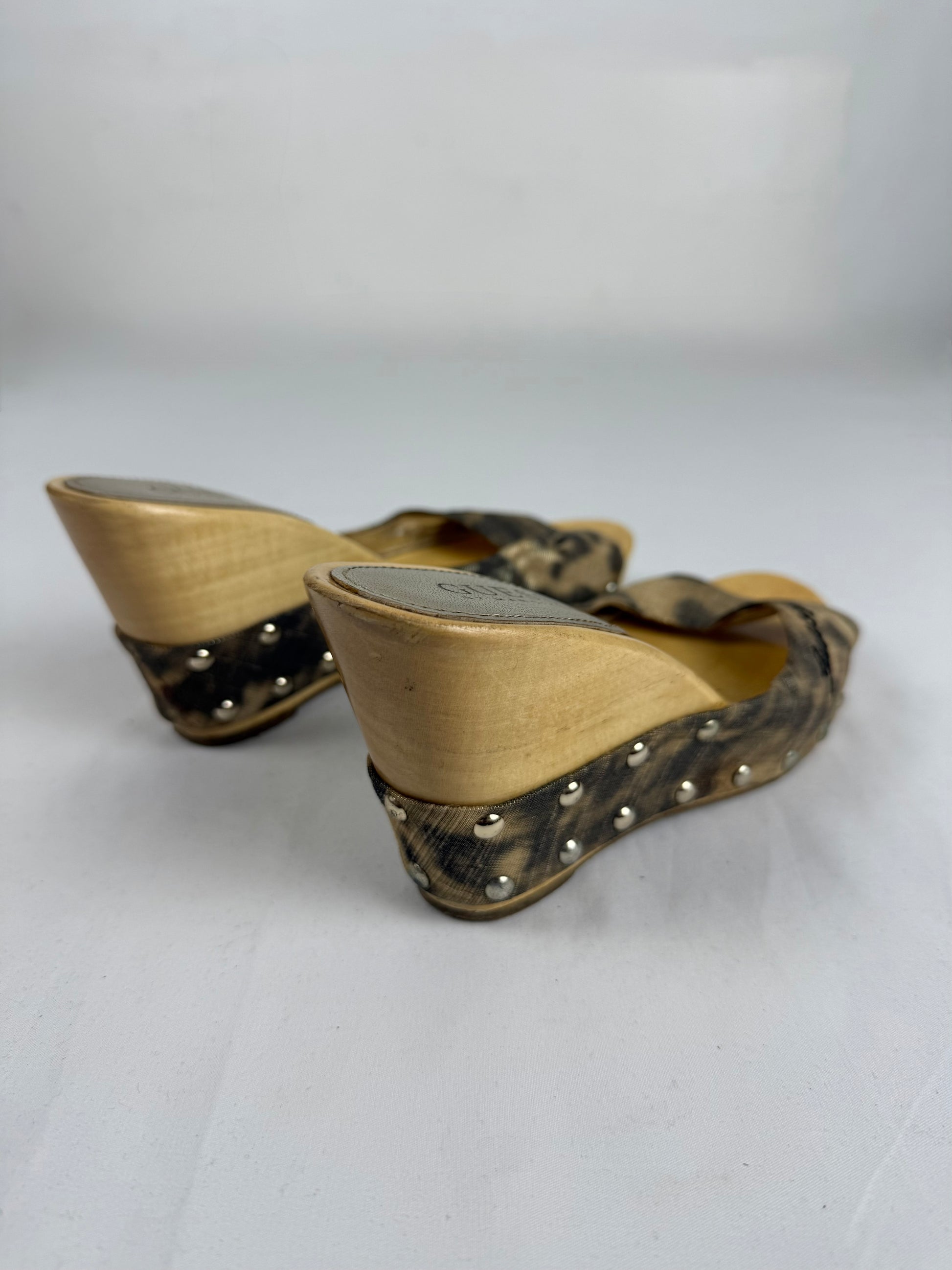 Khaki camo wedge heels mules (37)