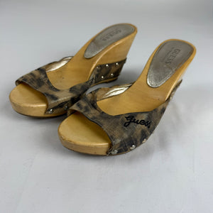 Khaki camo wedge heels mules (37)