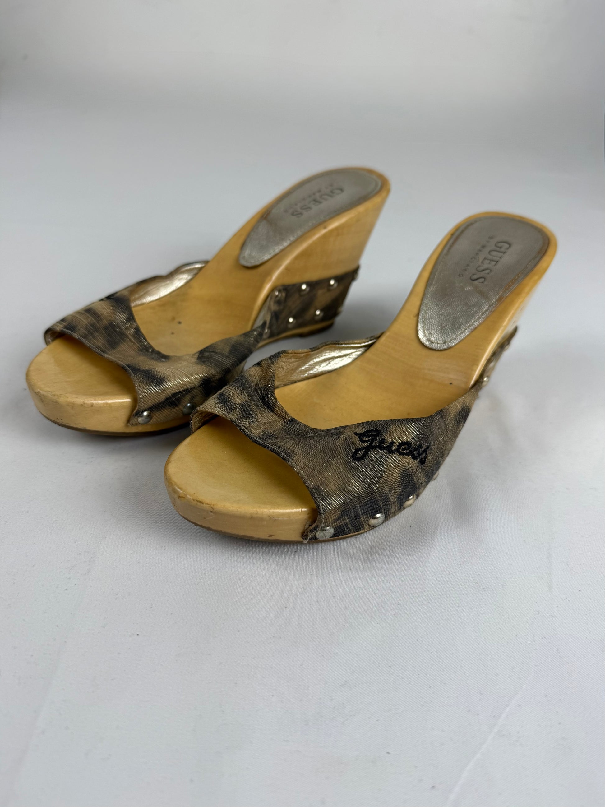 Khaki camo wedge heels mules (37)