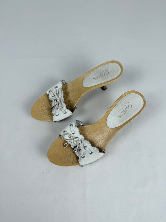 White kitten heels mules (36)
