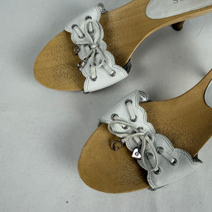 White kitten heels mules (36)