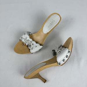 White kitten heels mules (36)