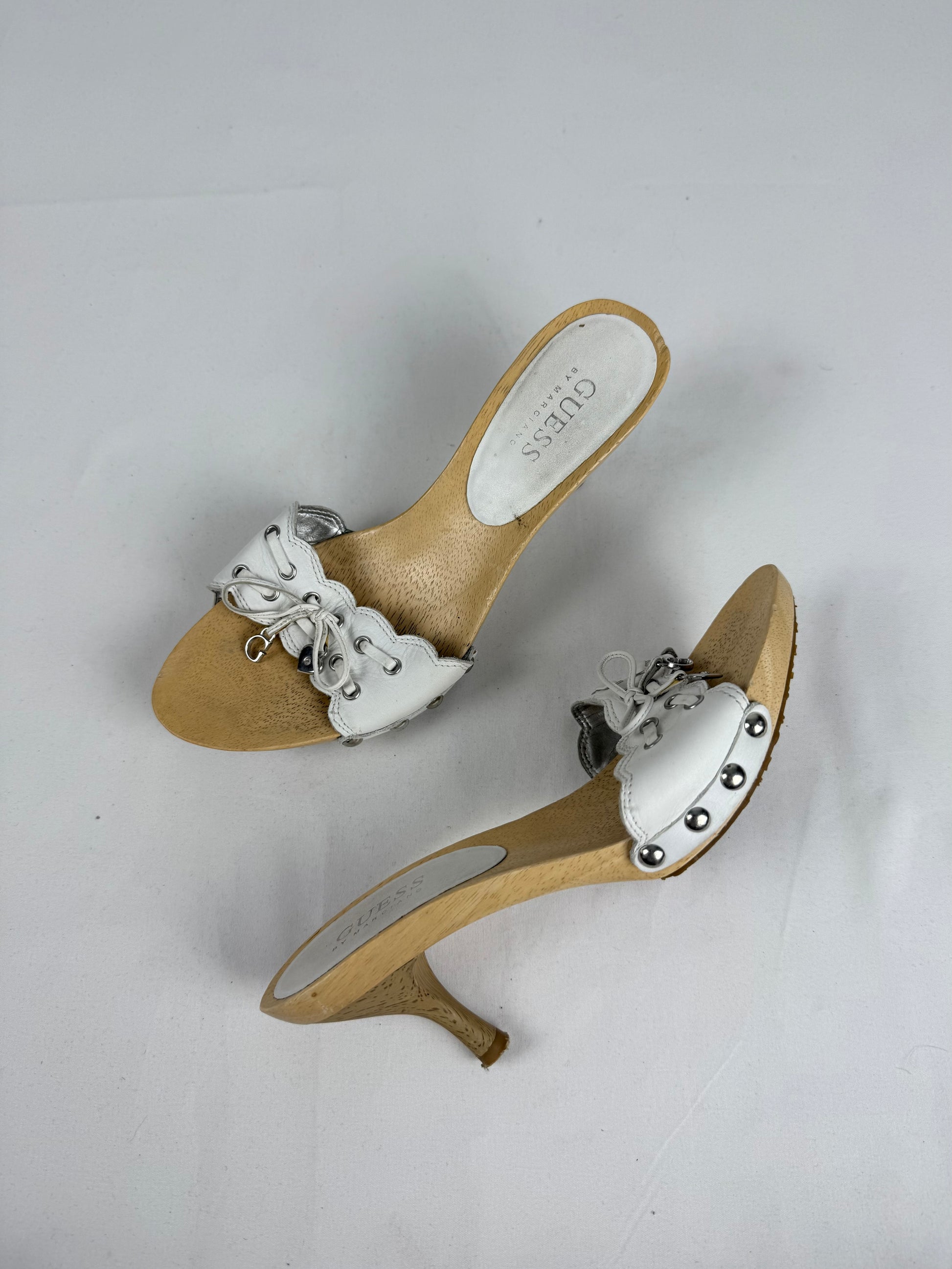 White kitten heels mules (36)