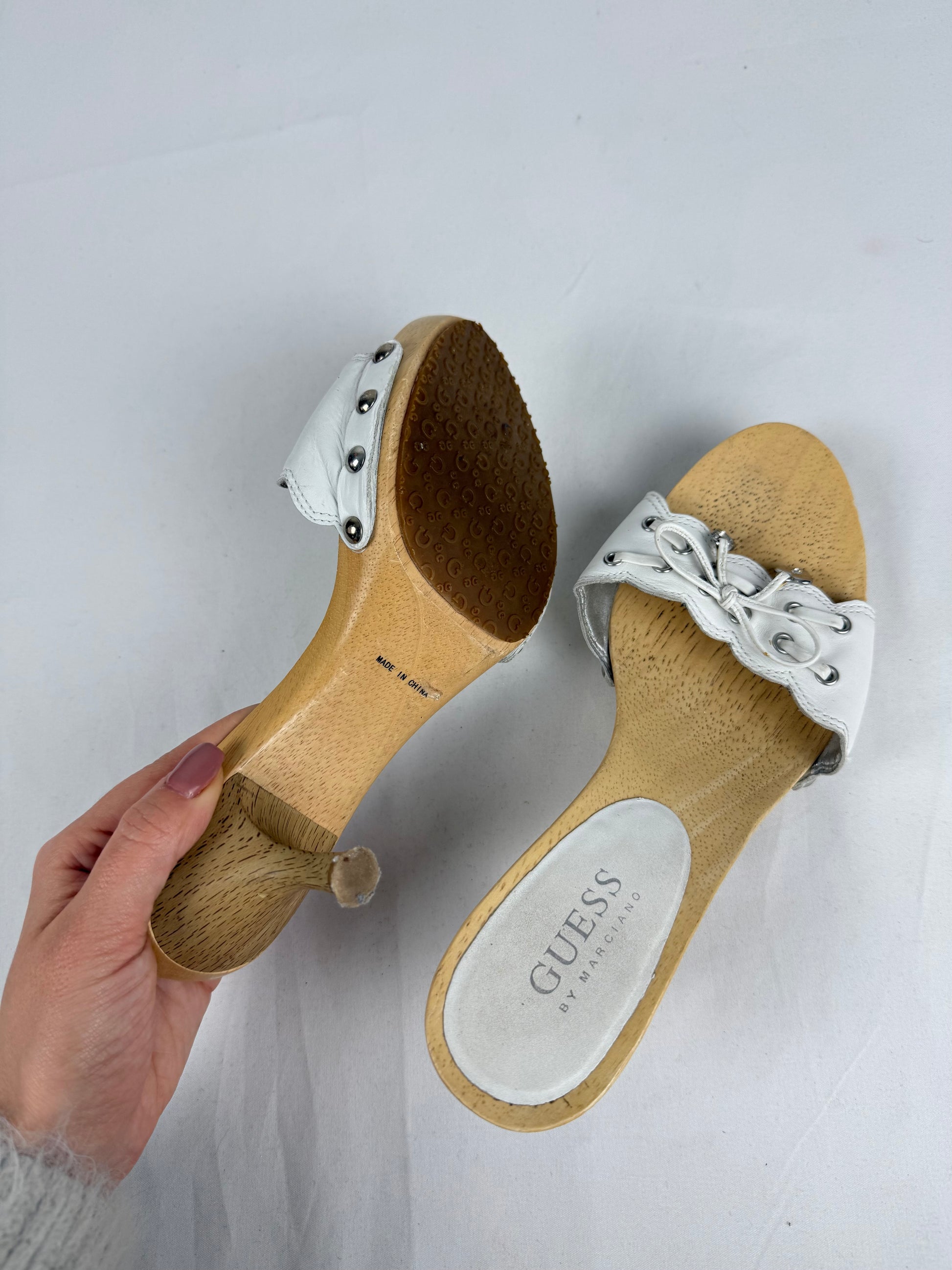 White kitten heels mules (36)