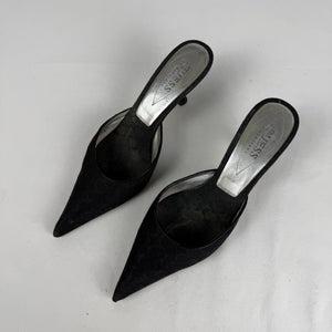 Black pointed toes heels mules (36)