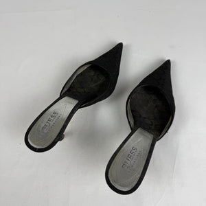 Black pointed toes heels mules (36)