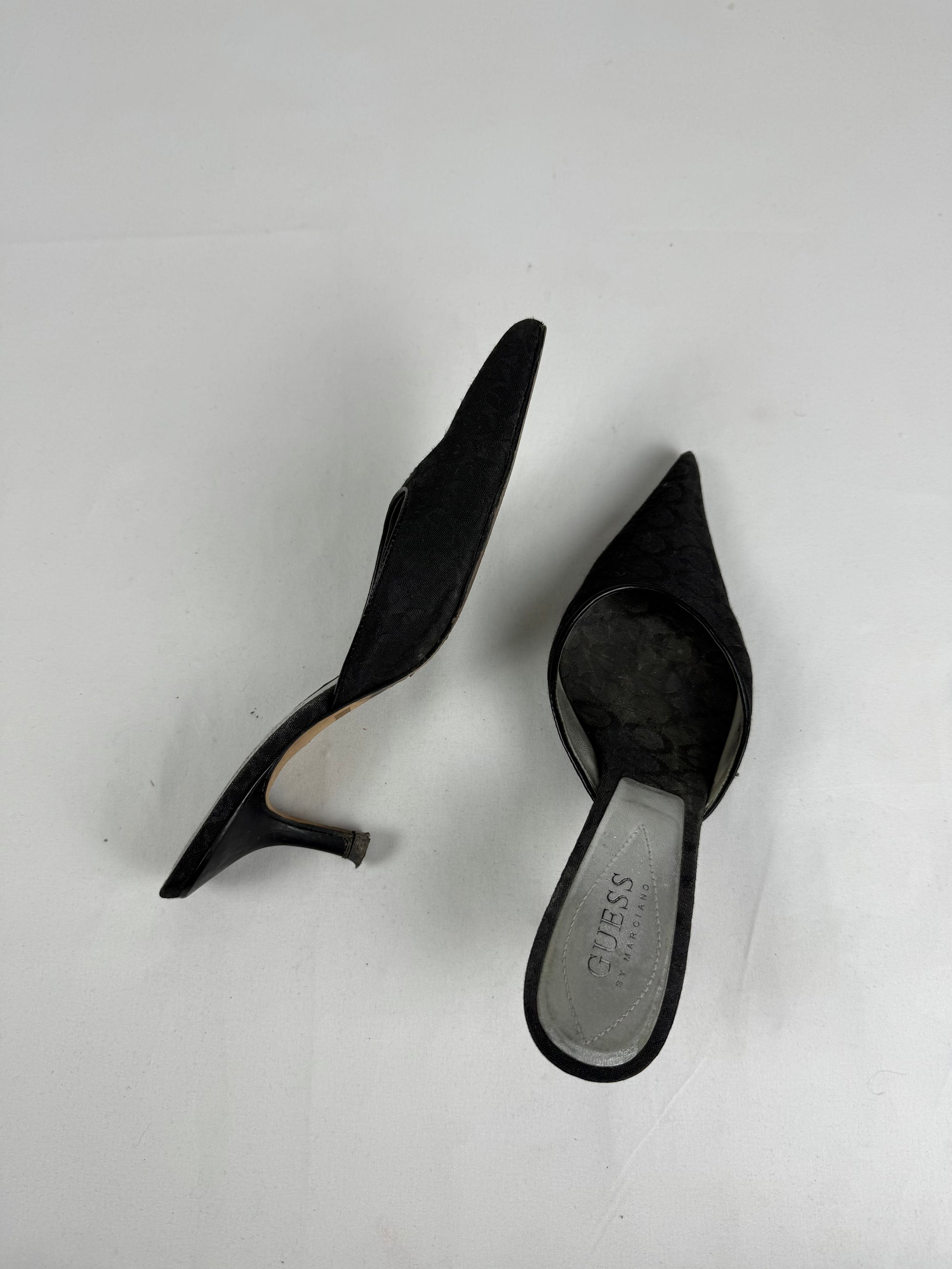 Black pointed toes heels mules (36)