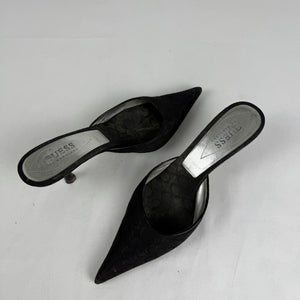 Black pointed toes heels mules (36)