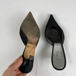 Black pointed toes heels mules (36)