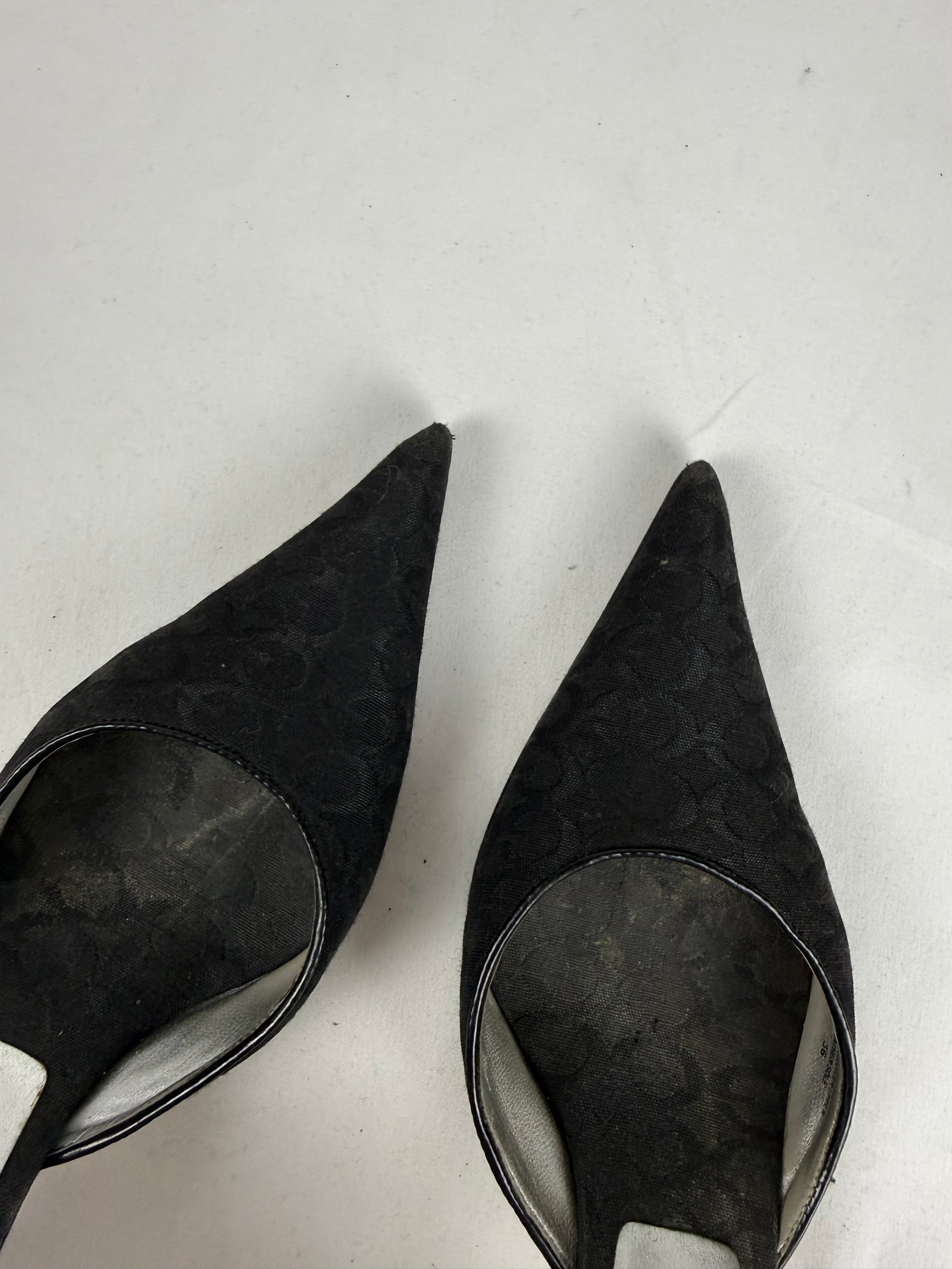 Black pointed toes heels mules (36)