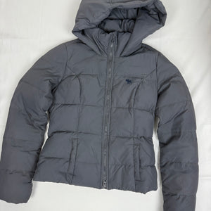 Grey tight fit duck down puffer jacket (S)