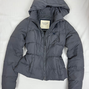 Grey tight fit duck down puffer jacket (S)