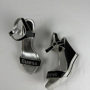 Black rhinestones logo wedge heels (38)
