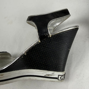 Black rhinestones logo wedge heels (38)