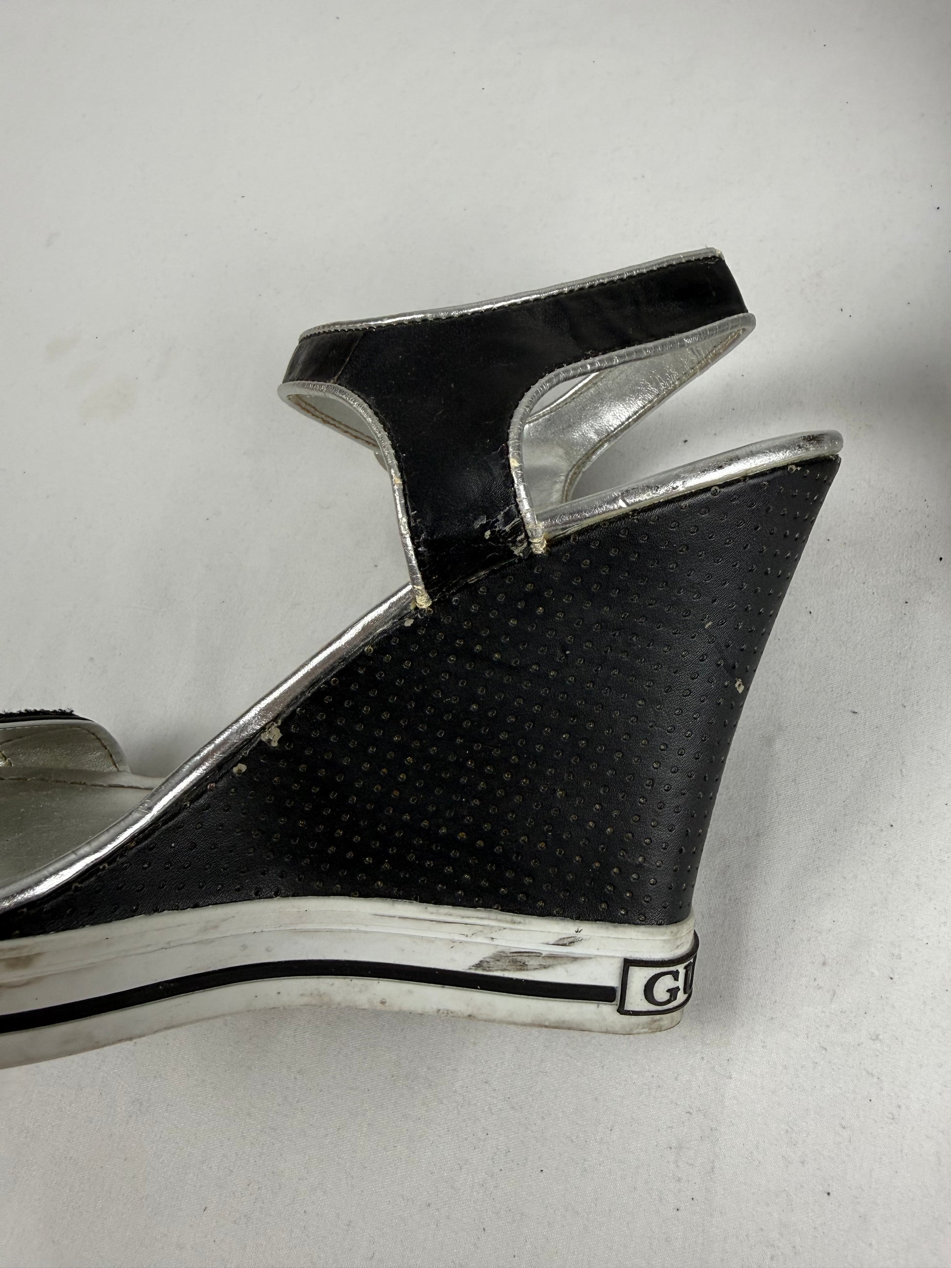 Black rhinestones logo wedge heels (38)